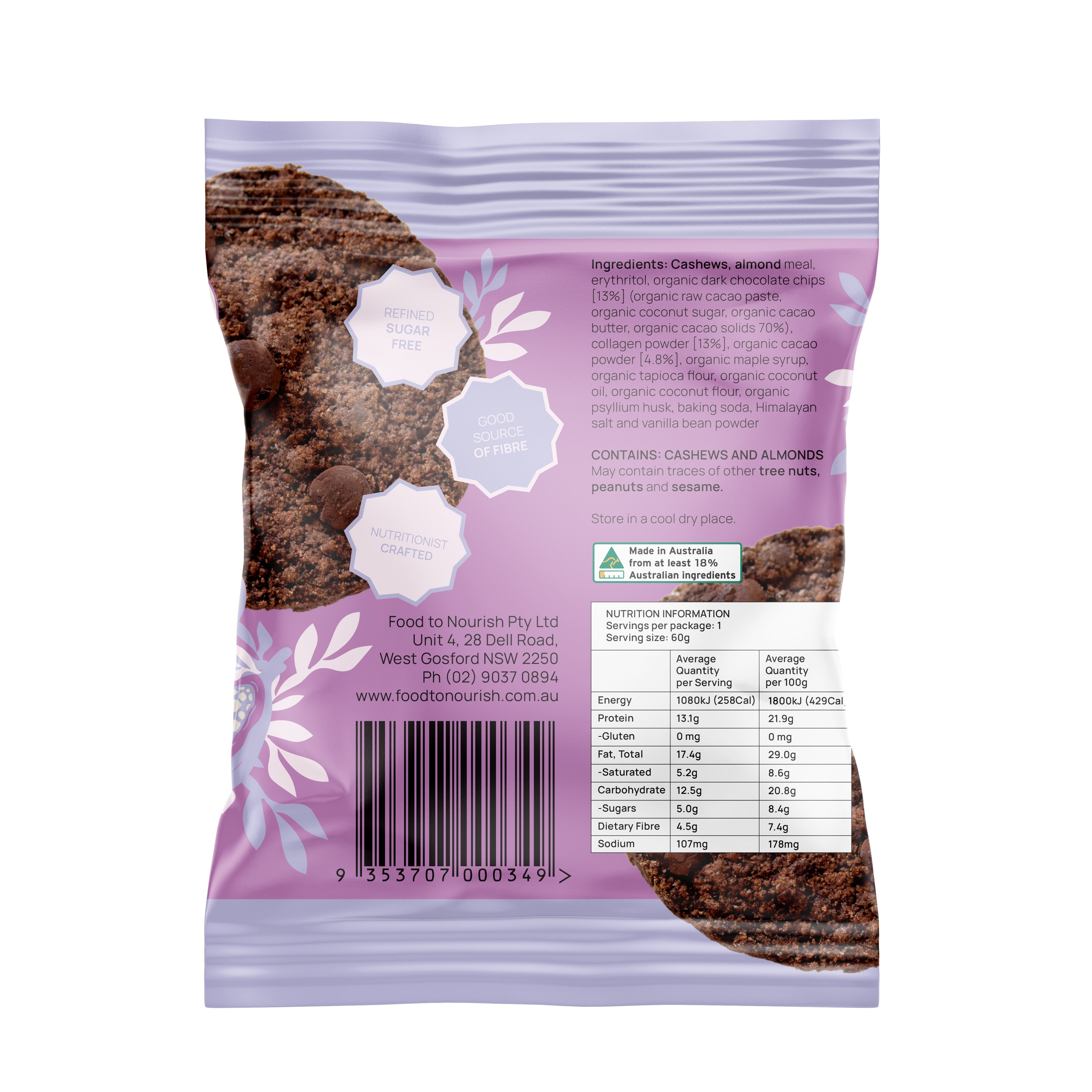 Food to Nourish Protein Cookie Double Choc 60g 12 PACK