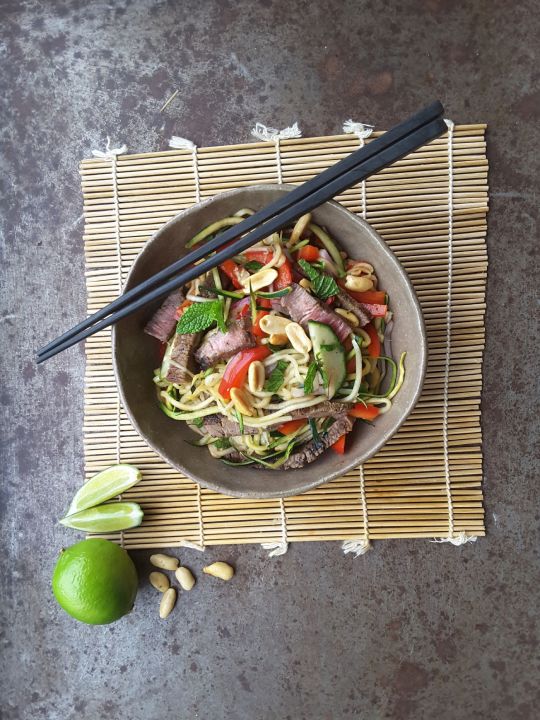 Ketohh Low Carb Asian Beef Zoodle Salad