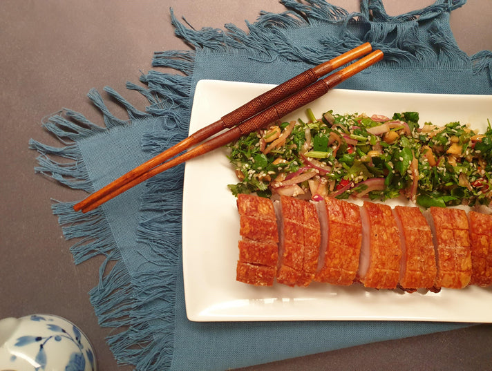 CRISPY PORK BELLY WITH CORIANDER SALAD