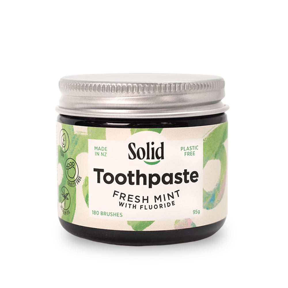Solid Xylitol and Fluoride Toothpaste Jar Fresh Mint