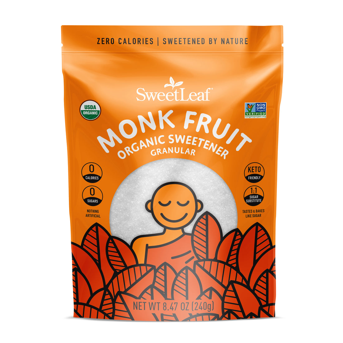 SweetLeaf Organic Monk Fruit Granular Blend  240g Bag