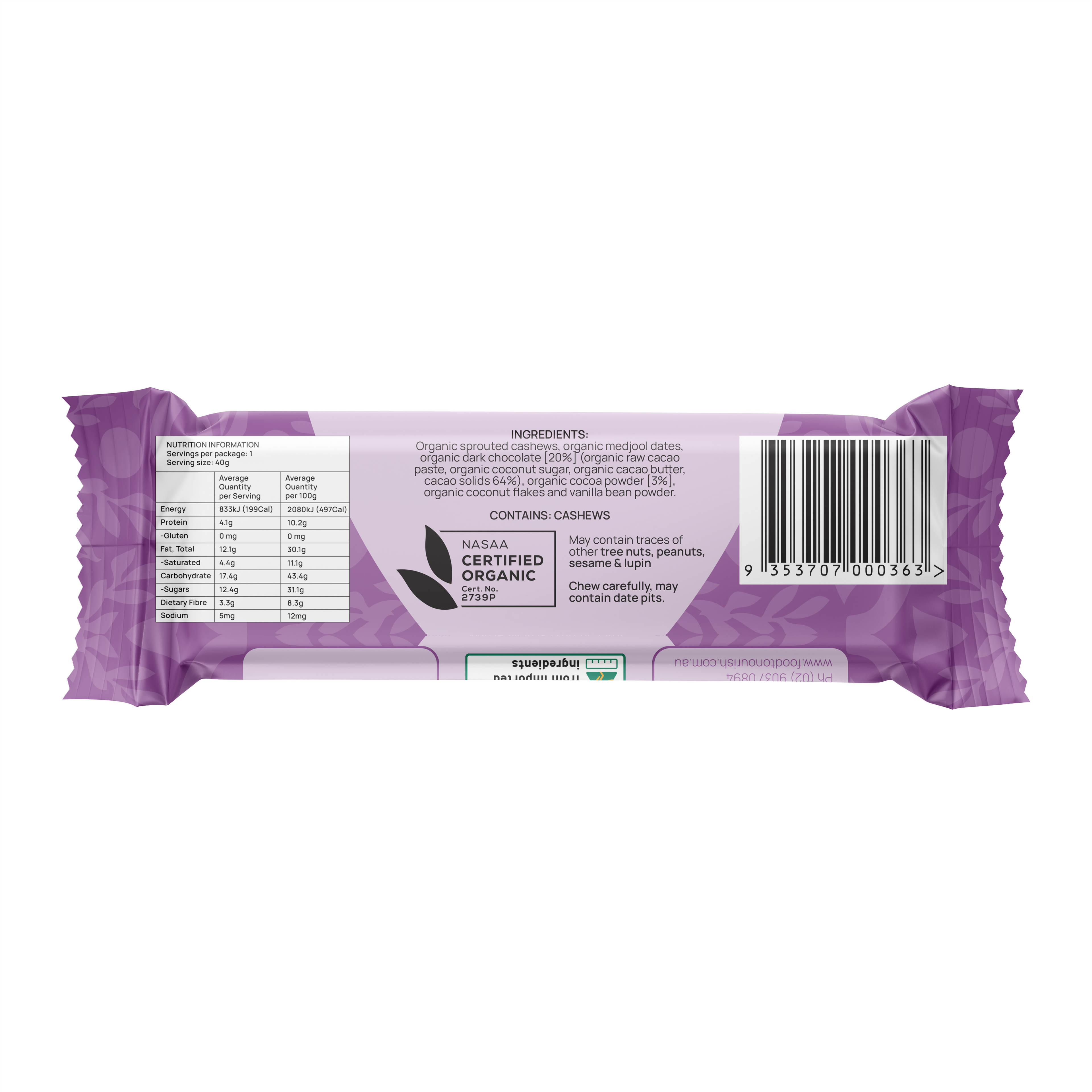 Food to Nourish Bliss Bar Double Choc 40g 12 Pack