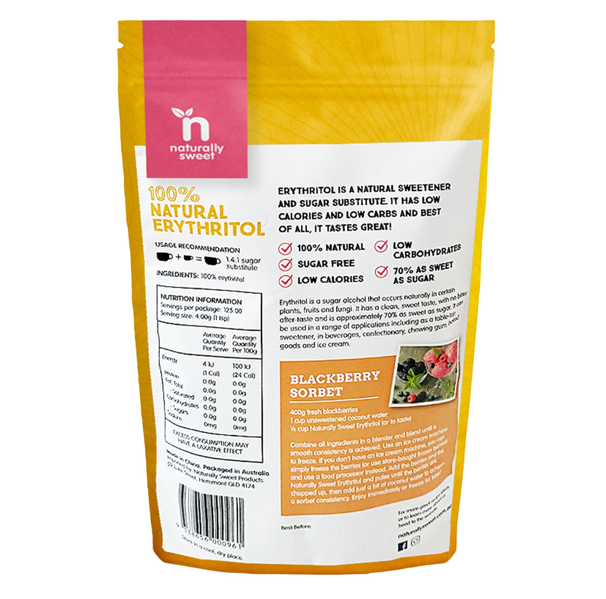 Naturally Sweet Erythritol 225g Pouch