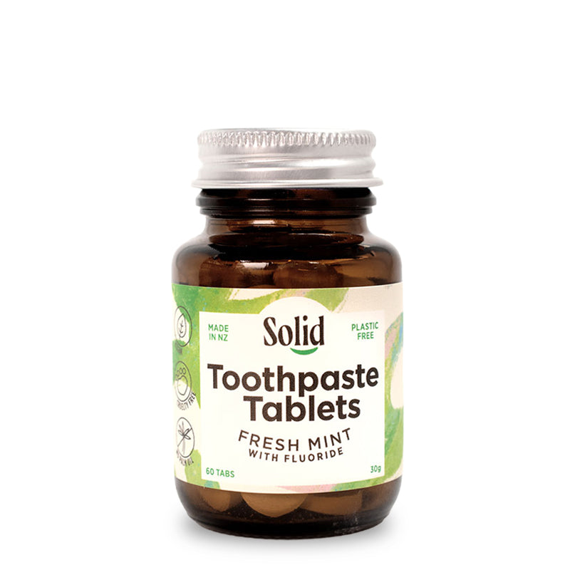 Solid Xylitol and Fluoride Toothpaste Tablets Fresh Mint 60count