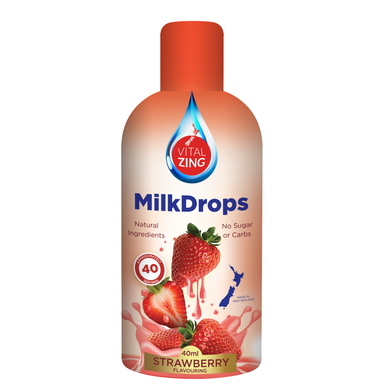 Vital Zing Stevia Strawberry Milk Drops 40ml