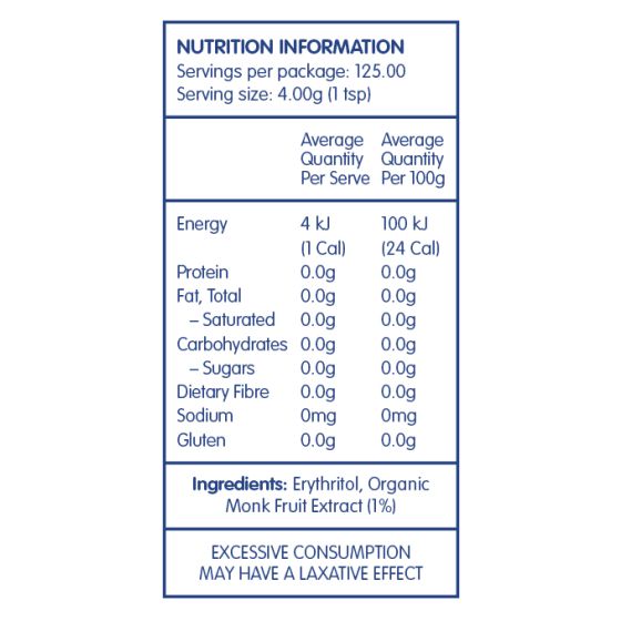 Naturally Sweet Monk Fruit Blend 500g Pouch