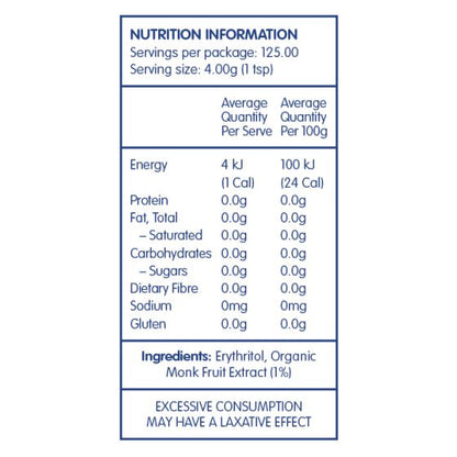 Naturally Sweet Monk Fruit Blend 500g Pouch