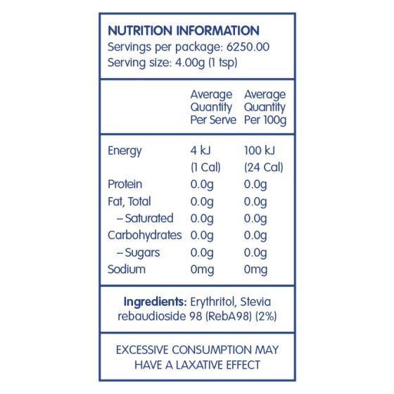 2% RebA98 Stevia Blended with 98% Erythritol