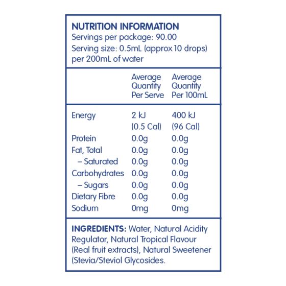 Vital Zing Stevia Tropical Water Drops 45ml